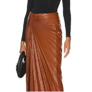 A.L.C. Rich Tan Pleated Midi Skirt 6